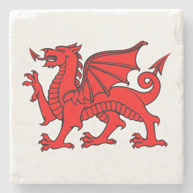 Untersetzer Y Ddraig Goch (roter Drache Walisers) (Vorderseite)
