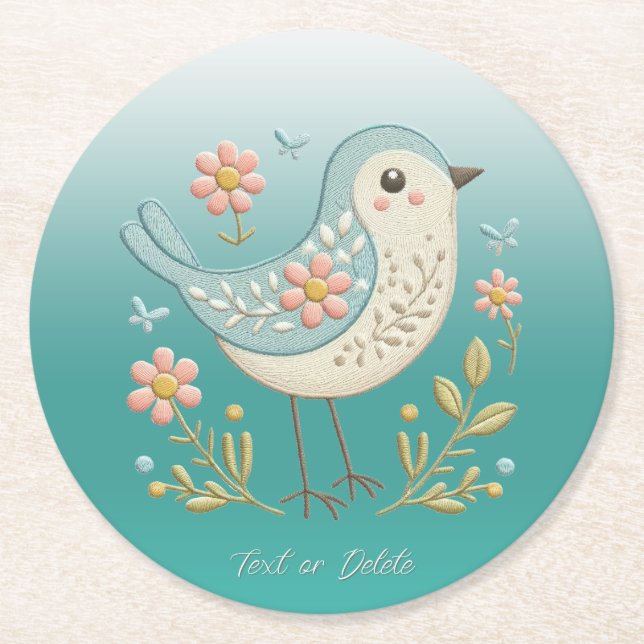 Untersetzer zum Grünbuch "Little Bird Floral Embro (Vorderseite)