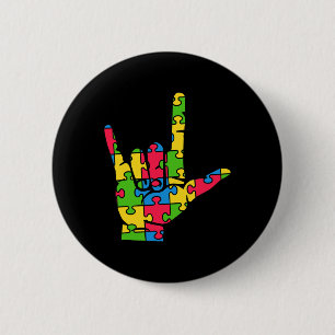 Unterstütze Autismus Liebe Gebärdensprache Button