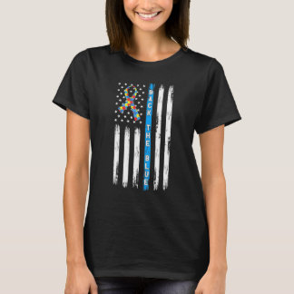 Unterstütze das blaue amerikanische Flaggenband Pu T-Shirt