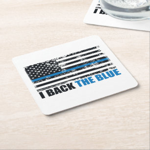 Unterstütze das Blaue Dünne blaue Linie USA-Flagge Rechteckiger Pappuntersetzer
