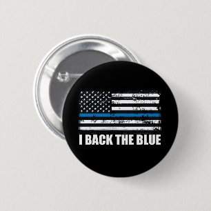 Unterstütze das dünne blaue Band USA-Flagge MAGA W Button