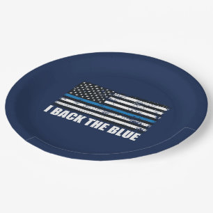 Unterstütze das dünne blaue Band USA-Flagge MAGA W Pappteller