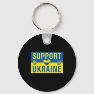 Unterstütze die ukrainische Flagge mit Herz Schlüsselanhänger