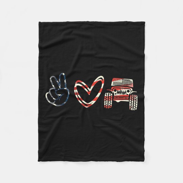 Unterstütze Frieden Liebe Frieden Liebe Offroad  Fleecedecke (Vorderseite)