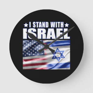 Unterstütze Israel Ich stehe hinter Israel  Runde Wanduhr