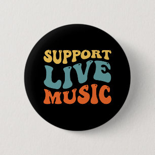 Unterstütze Live-Musik - Retro-Typografie-Band Mer Button