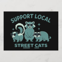 Unterstütze lokale Straßenkatze lustiger Waschbär 