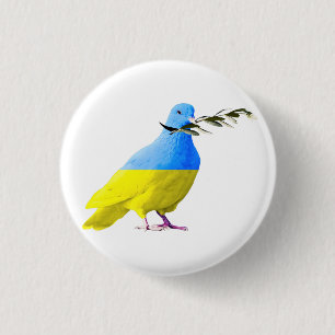 Unterstütze Ukraine Button Friedens Taube Ukrainis