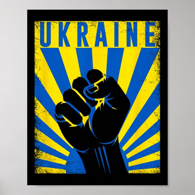 Unterstütze Ukraine Hand Faust Ukraine Widerstehen Poster (Vorne)