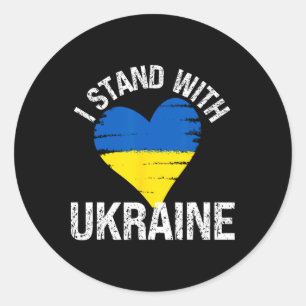 Unterstütze Ukraine Herz Flagge Stehe mit Ukraine Runder Aufkleber