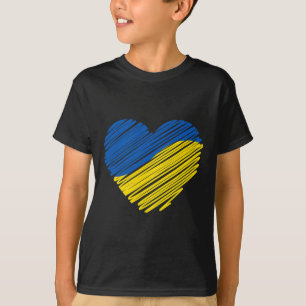 Unterstütze Ukraine Herz Ukrainische Flagge T-Shirt