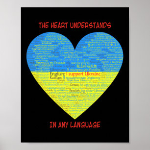 Unterstütze Ukraine Herz versteht Sprachen Poster