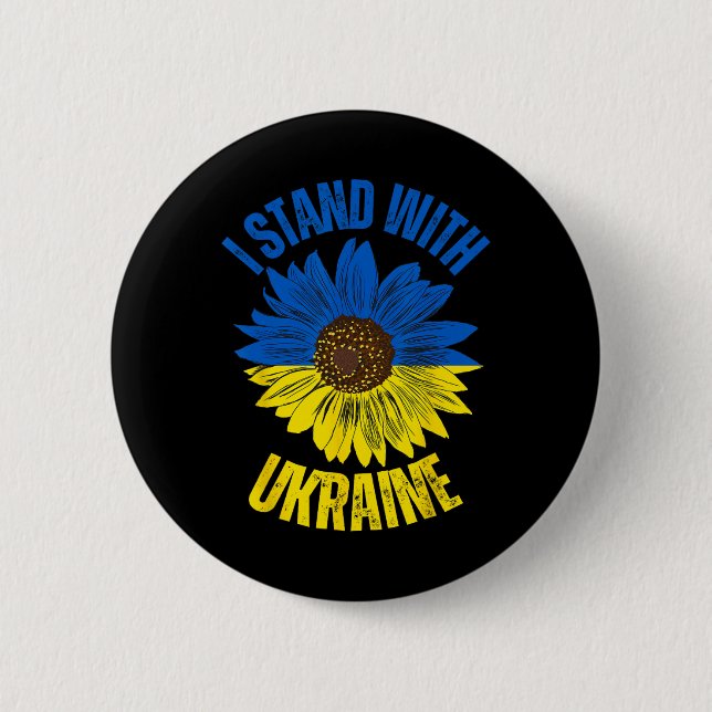 Unterstütze Ukraine Ich stehe mit der ukrainischen Button (Vorderseite)