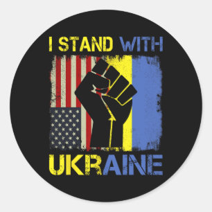 Unterstütze Ukraine Ich stehe mit Ukraine Ukrainis Runder Aufkleber