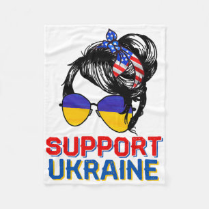Unterstütze Ukraine-Shirt Frau Flagge Amerikanisch Fleecedecke