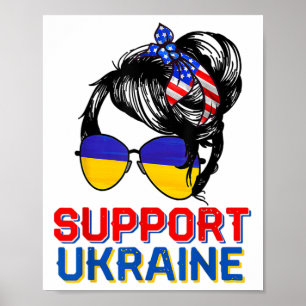 Unterstütze Ukraine-Shirt Frau Flagge Amerikanisch Poster