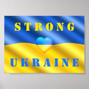 Unterstütze Ukraine - Stark - Flagge - Freiheit -  Poster