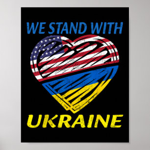 Unterstütze Ukraine Wir stehen mit Ukraine USA-Fla Poster