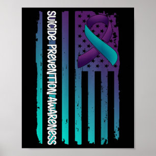 Unterstützen Sie American Flag Ribbon Selbstmordbe Poster
