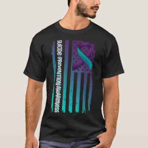 Unterstützen Sie American Flag Ribbon Selbstmordbe T-Shirt