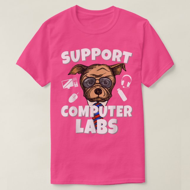 Unterstützen Sie Computer-Labrador Funny Computer  T-Shirt (Design vorne)