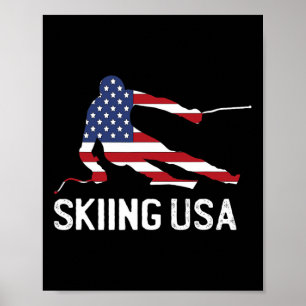 Unterstützen Sie das Ski-Team der USA Lustiger ame Poster