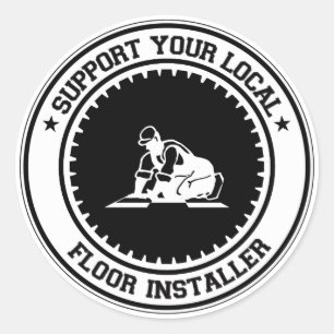 Unterstützen Sie den lokalen Floor-Installer Runder Aufkleber