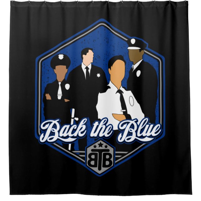 Unterstützen Sie die blauen StützPolizeibeamten Duschvorhang (Vorderseite)