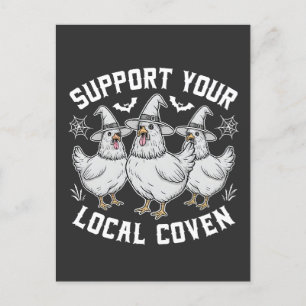 Unterstützen Sie Ihr lokales Coven Rooster Hallowe Ankündigungspostkarte