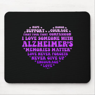 Unterstützen Sie Love Heimers Awareness Herz-Typog Mousepad