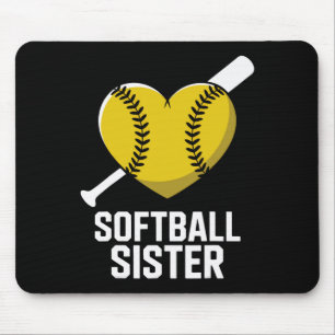 Unterstützende Softball-Schwester Fastpitch Herz U Mousepad