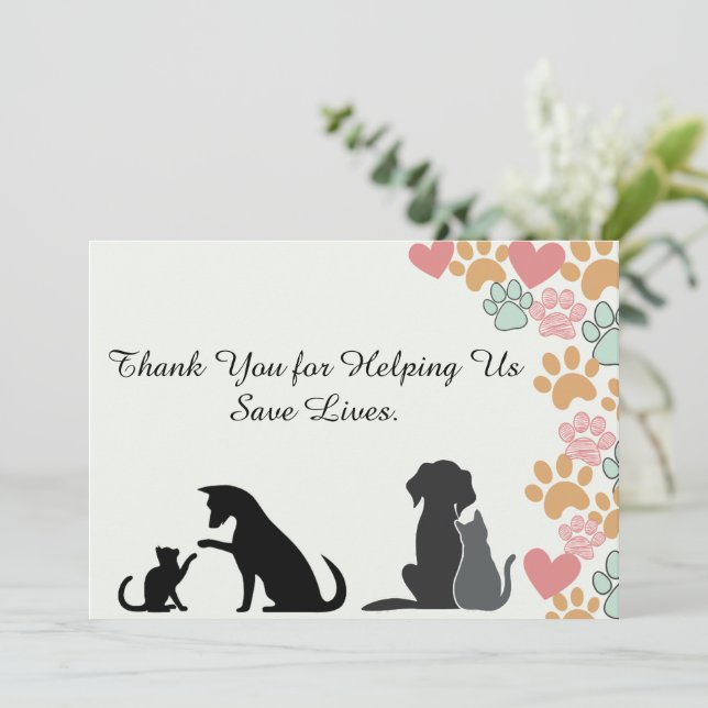 Unterstützer von Pet Rescue Appreciating Dankeskarte (Stehend Vorderseite)