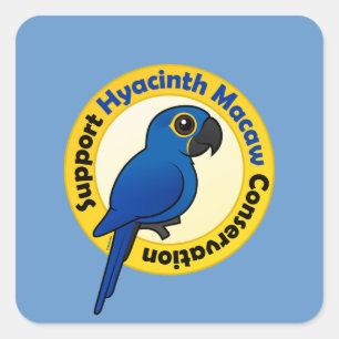 Unterstützung der Hyacinth Macaw-Erhaltung Quadratischer Aufkleber