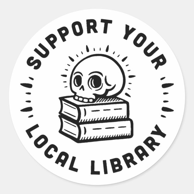 Unterstützung der lokalen Bibliothek Runder Aufkleber (Vorderseite)