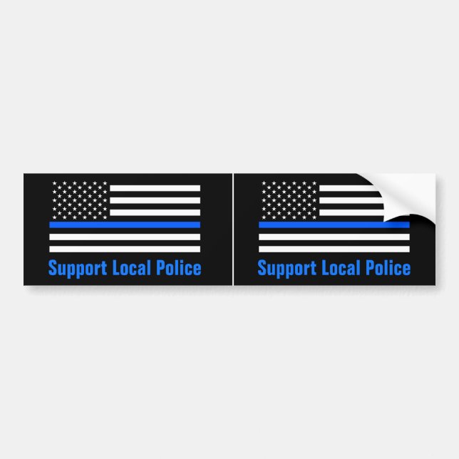 Unterstützung der lokalen Polizei Thin Blue Line Autoaufkleber (Vorne)