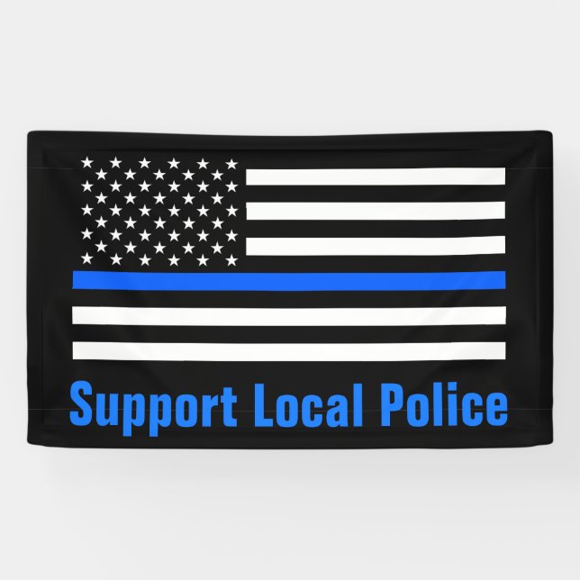 Unterstützung der lokalen Polizei Thin Blue Line Banner (Horizontal)