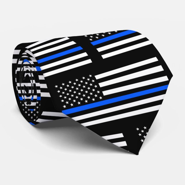 Unterstützung der lokalen Polizei Thin Blue Line Krawatte (Gerollt)