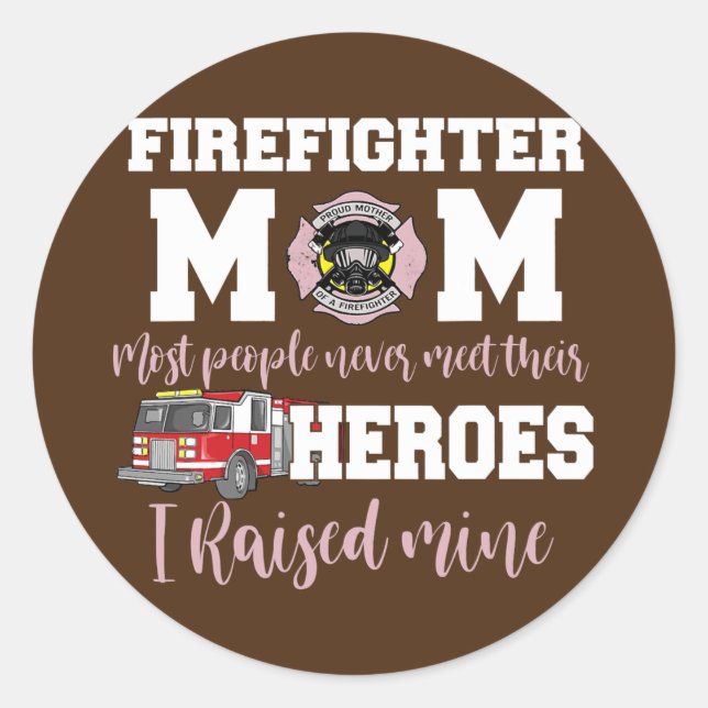 Unterstützung der Mama für den Feuerwehren durch d Runder Aufkleber (Vorderseite)