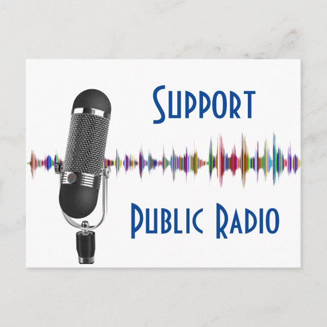 Unterstützung der öffentlichen Radiopostkarte Postkarte (Vorderseite)