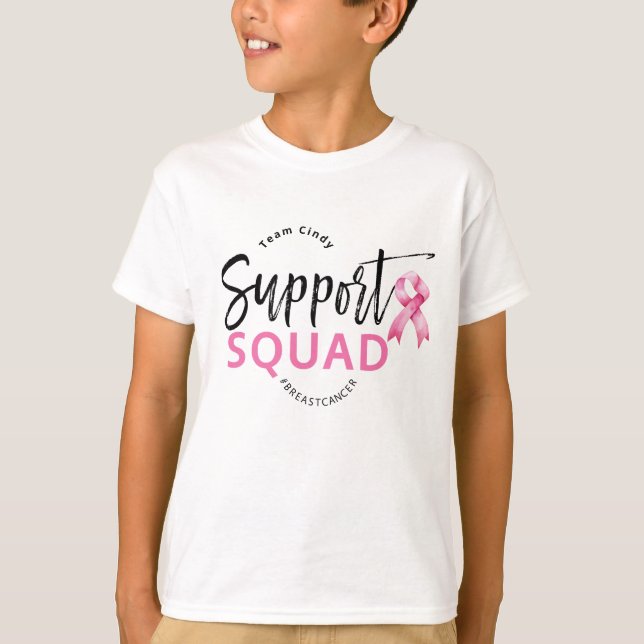 Unterstützung der Squad-Rosa Brustkrebs Schleife T-Shirt (Vorderseite)