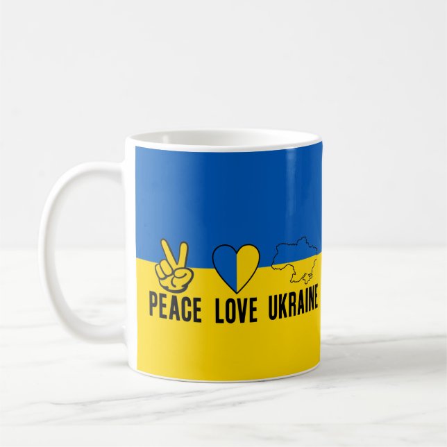 Unterstützung der Ukraine durch ukrainische Flagge Kaffeetasse (Links)