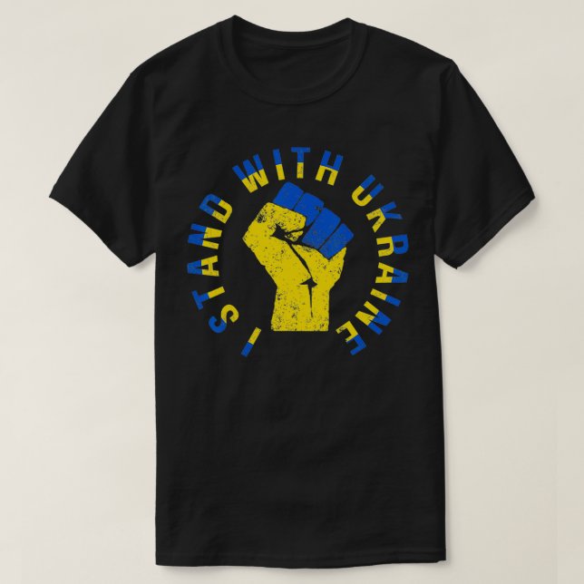 Unterstützung der Ukraine Ich stehe mit der Ukrain T-Shirt (Design vorne)