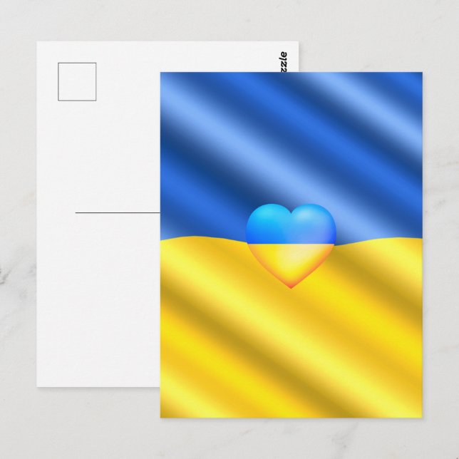 Unterstützung der Ukraine Postkarte ukrainische Fl (Vorne/Hinten)