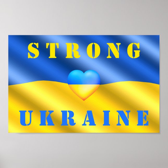 Unterstützung der Ukraine - Starke - Flagge - Frei Poster (Vorne)