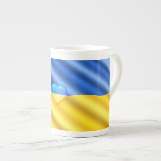 Unterstützung der Ukraine Tasse ukrainische Flagge (Vorderseite Rechts)