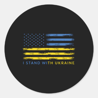 Unterstützung der ukrainischen amerikanischen Flag Runder Aufkleber