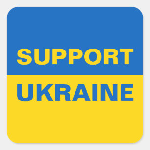 Unterstützung der ukrainischen Flagge Quadratischer Aufkleber