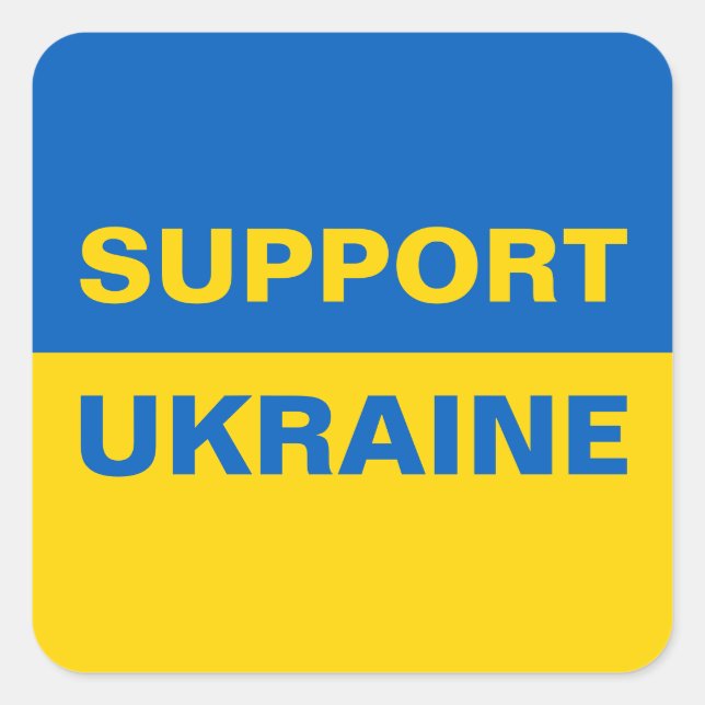 Unterstützung der ukrainischen Flagge Quadratischer Aufkleber (Vorderseite)