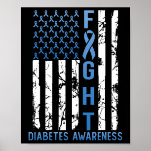 Unterstützung der USA-Flagge Typ 2 Diabetes Typ 1  Poster